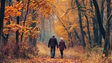 autumn stroll together stockcake